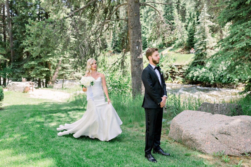 Bride and Groom First Look in Vail 