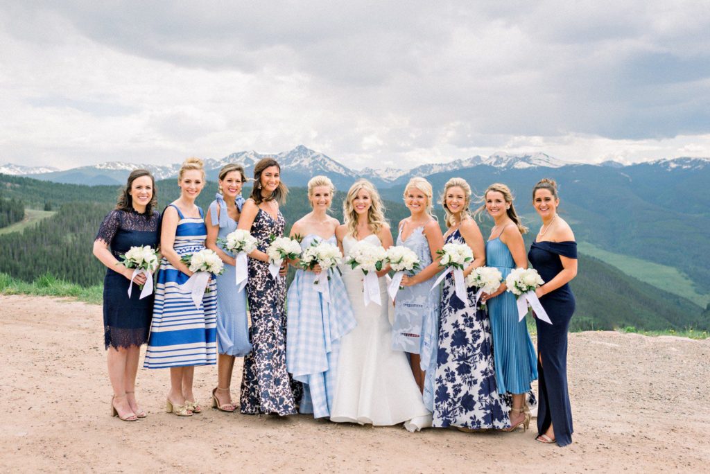 Vail Mountain Wedding Deck Bridesmaids Photos 