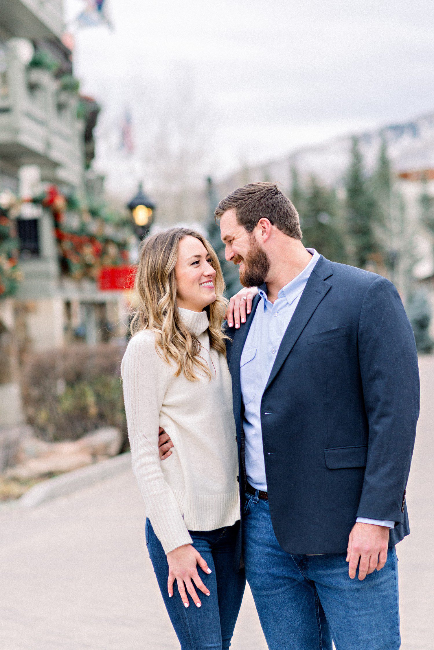 Couple Smiling at each other in Vail Village