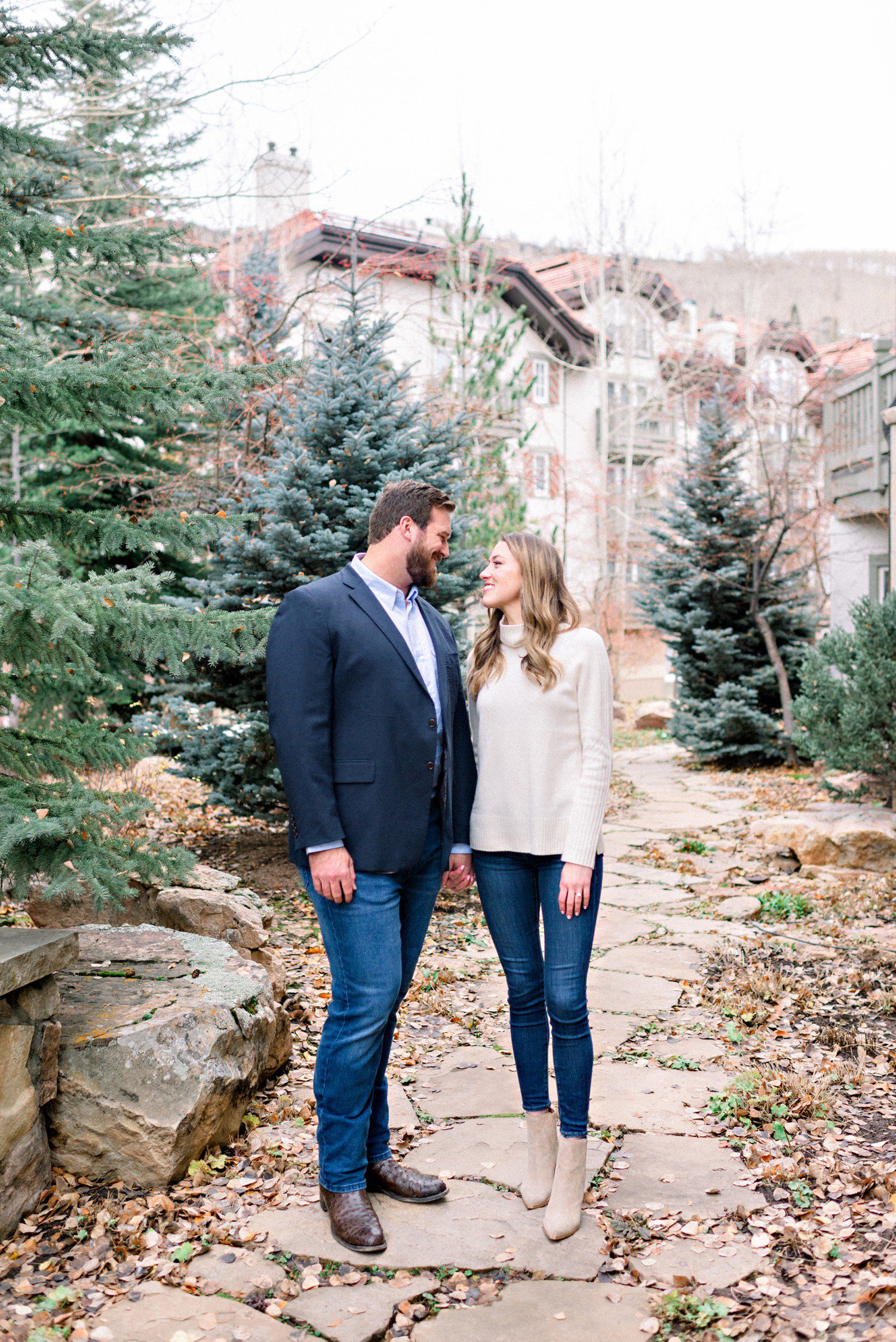 Winter Engagement Session in Vail Colorado in Vail Village