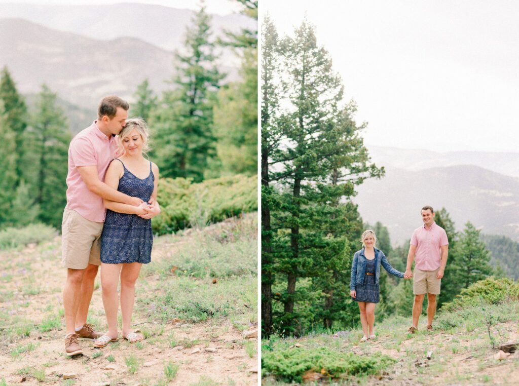 Boulder engagement session in the mountains at Lost Gulch Overlook.