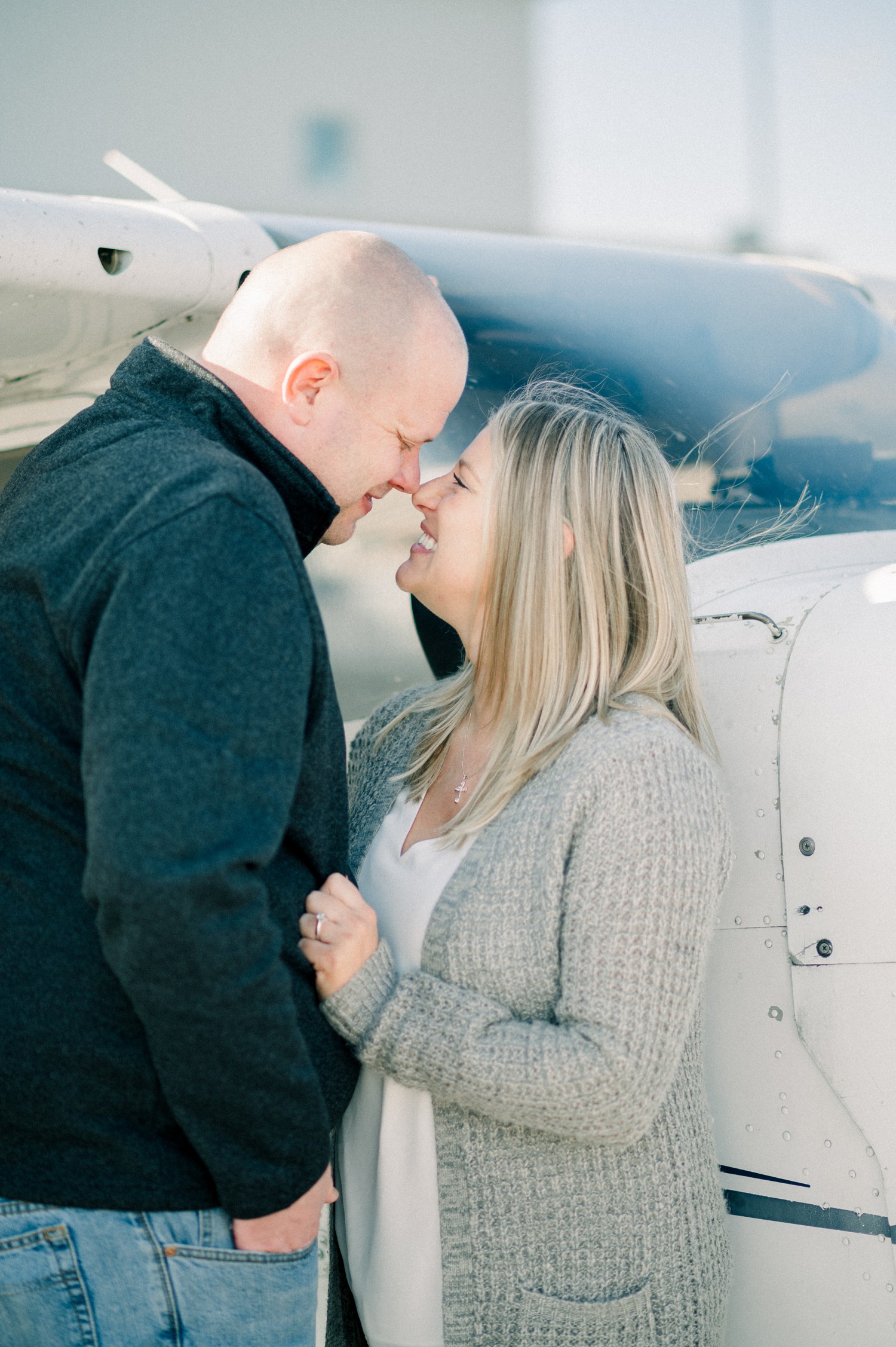 Airplane engagement session in Denver.