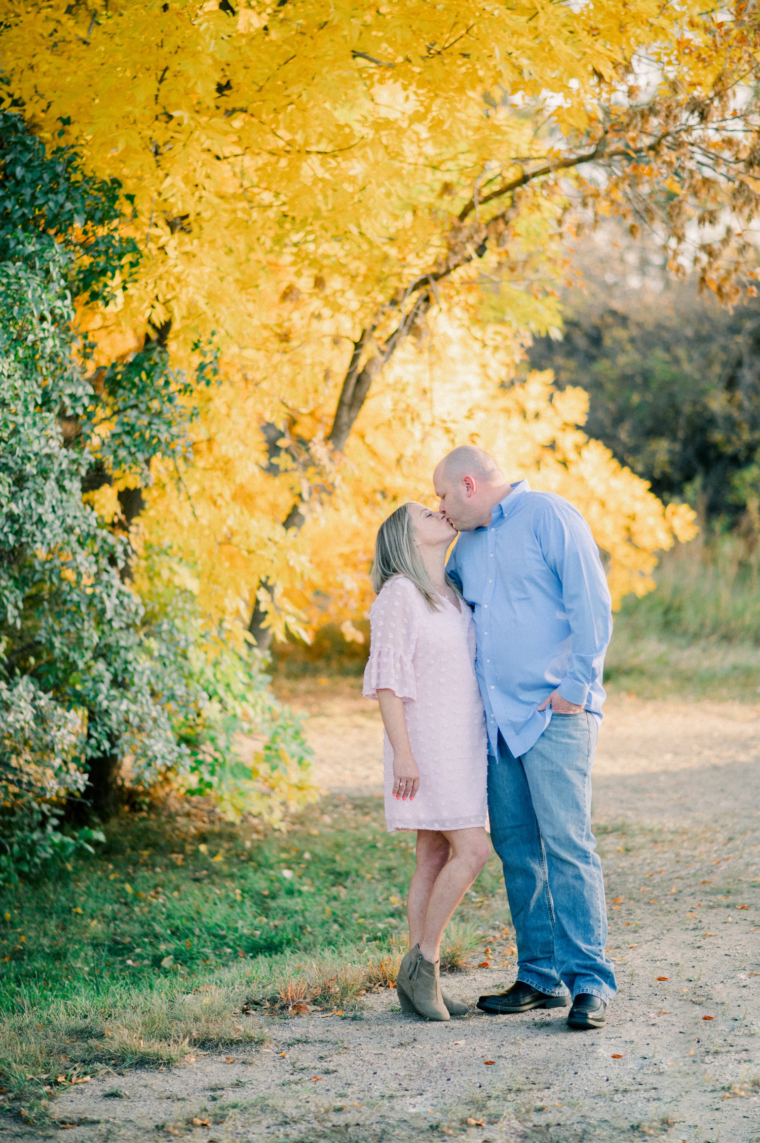 Fall engagement photos in Denver at Fly'N B Park