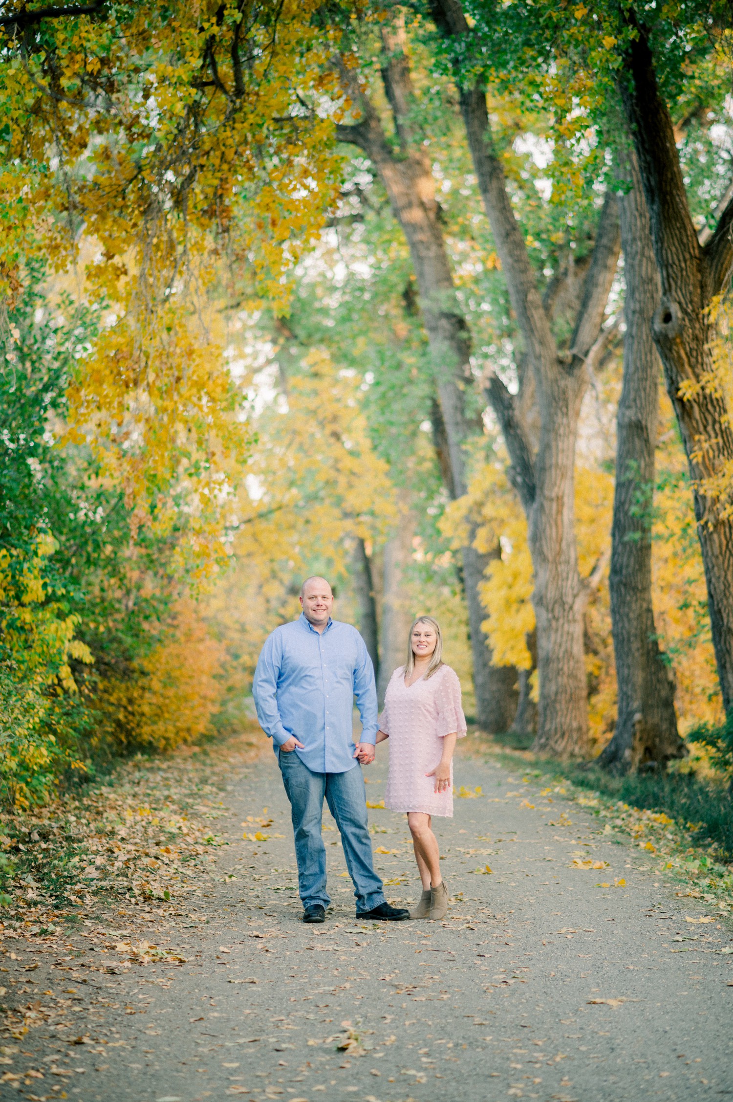 Fall engagement photos in Denver at Fly'N B Park.