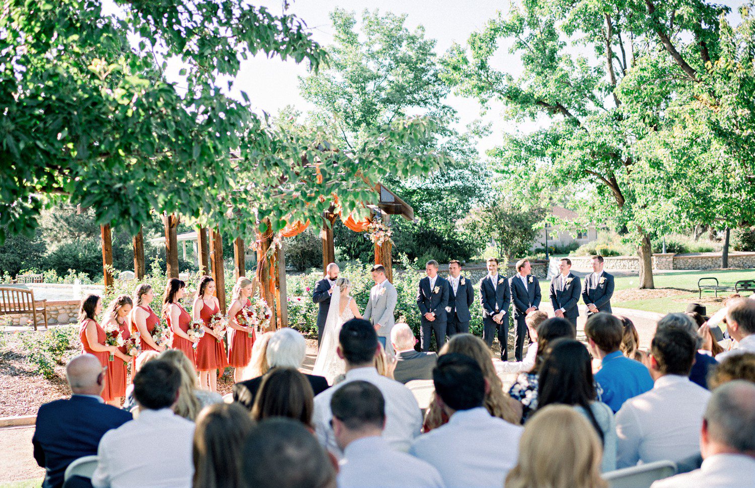 Hudson Garden wedding ceremony in the Rose Garden.