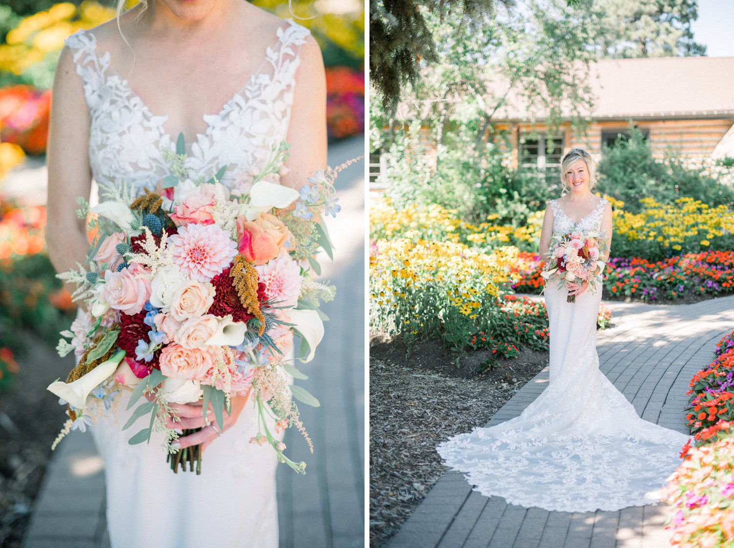 Bridal photos at Hudson Gardens in Denver.