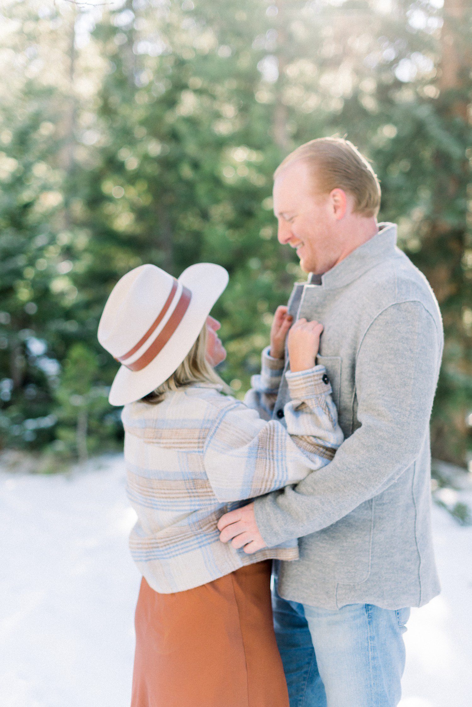 Winter engagement session at Officer's Gulch in Colorado.