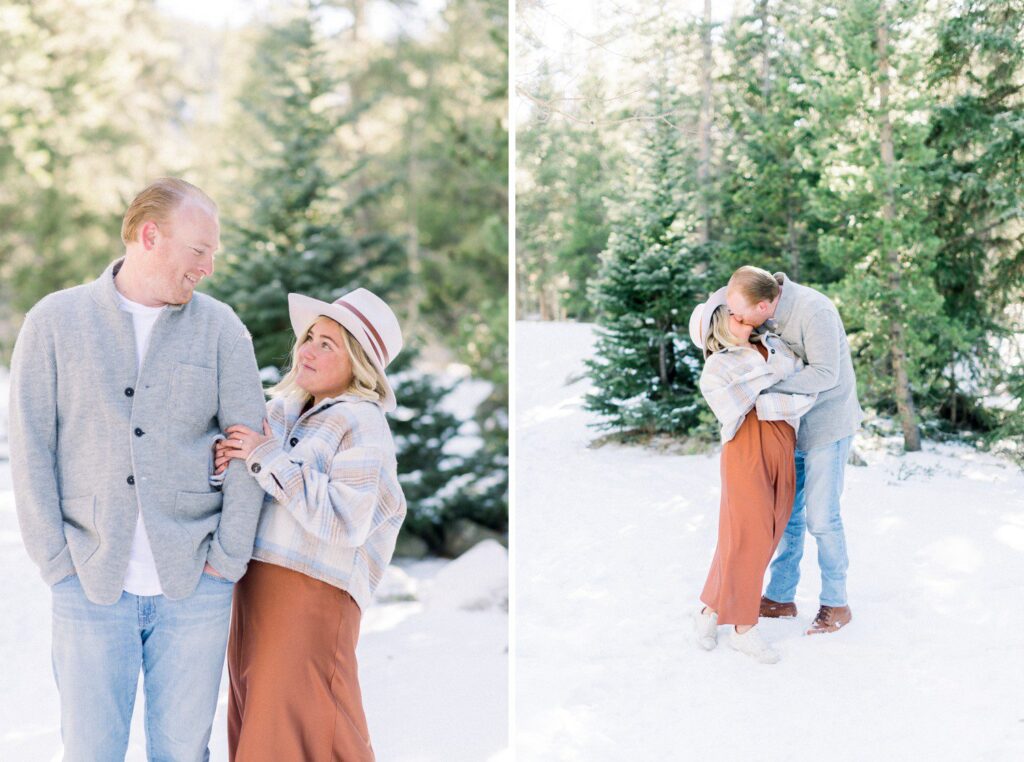 Vail engagement session at Officer's Gulch during winter.