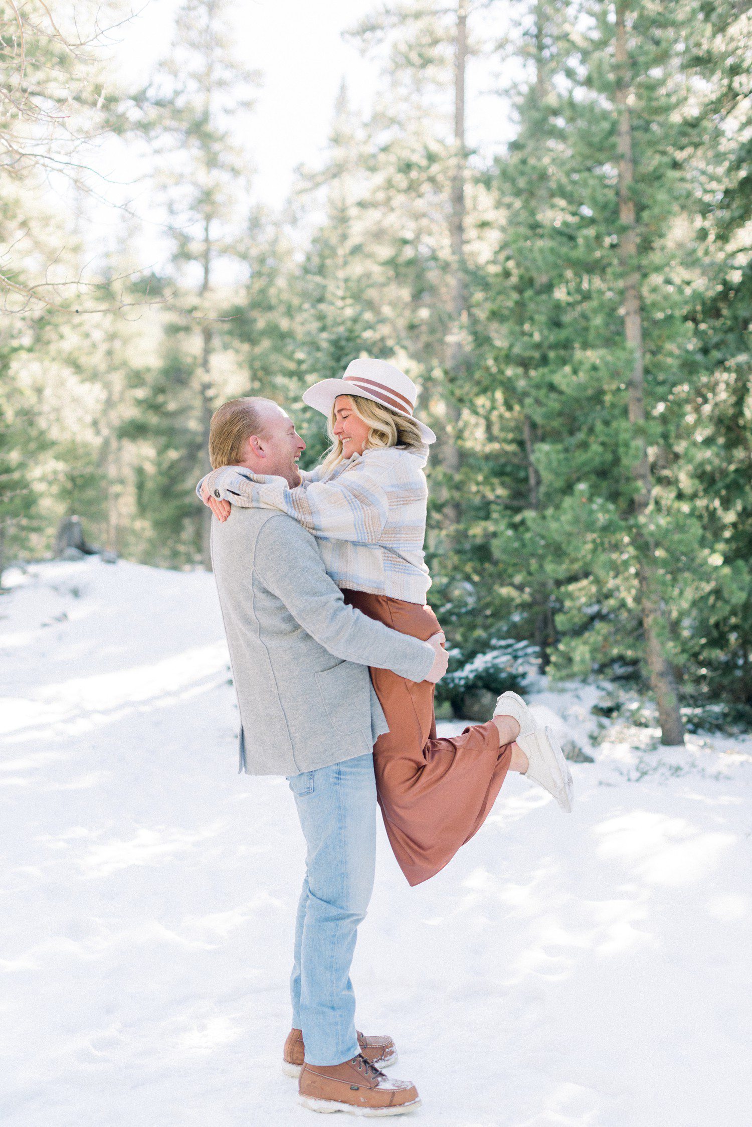 Winter Engagement Photos at Officer's Gulch near Vail, CO.