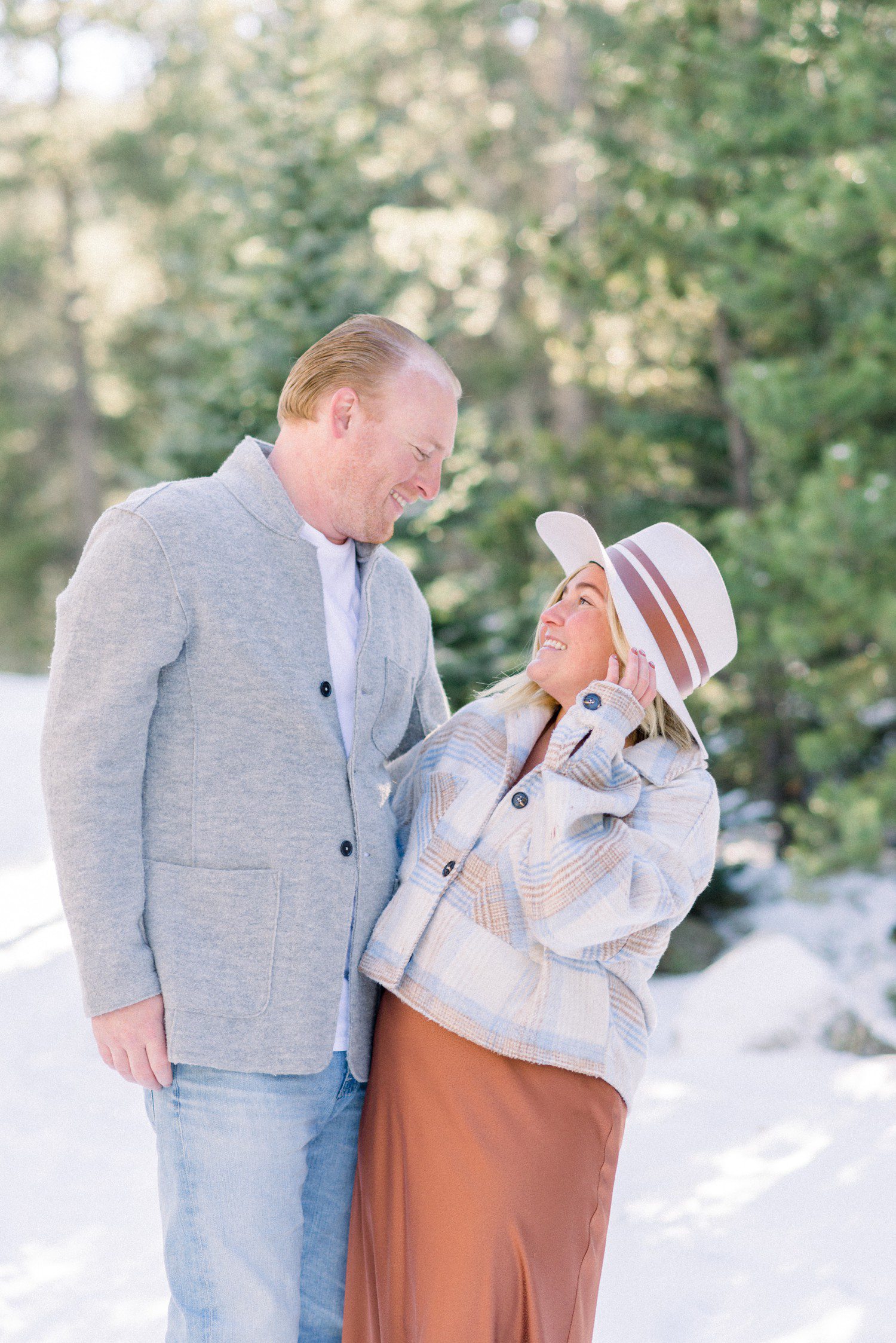 Vail Engagement Photos at Officer's Gulch with snow.