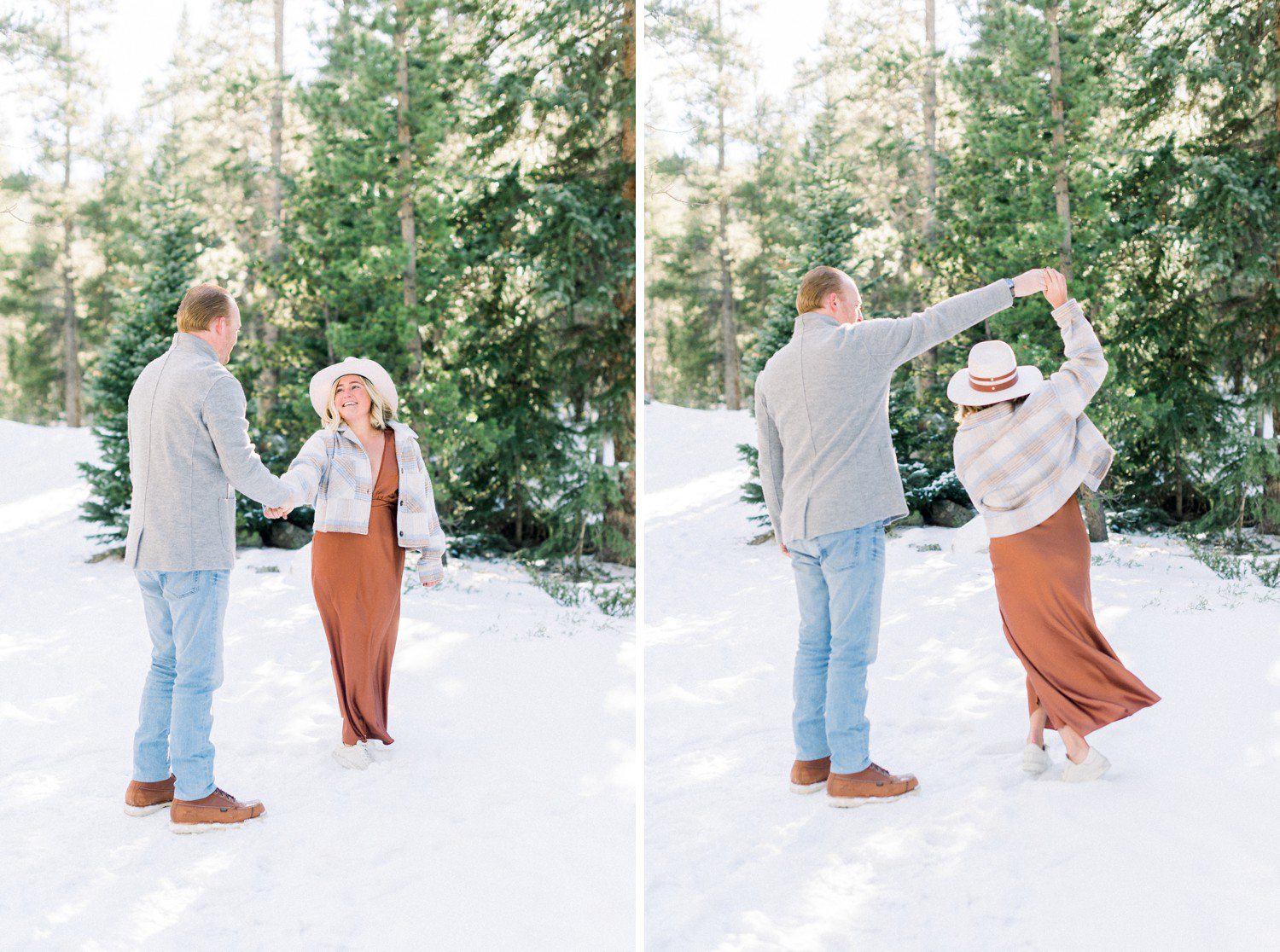 Engagement session at Officer's Gulch near Vail with snow.