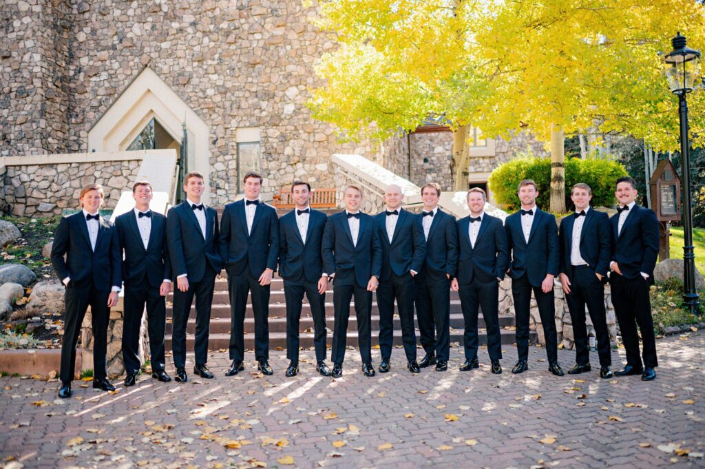 Groomsmen photos at The Chapel at Beaver Creek. 