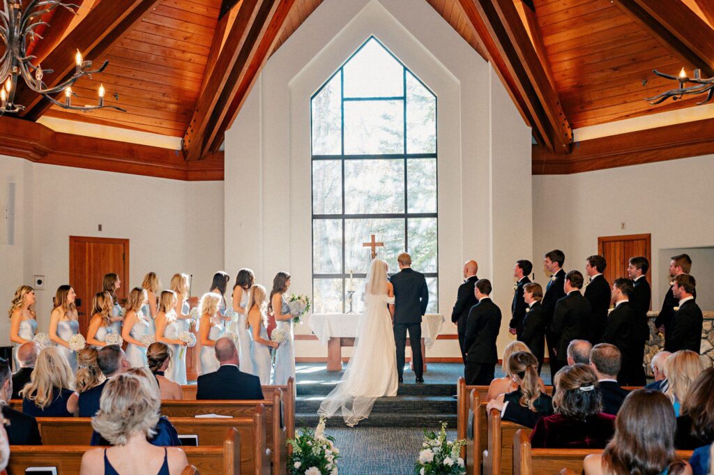 Wedding ceremony at The Chapel at Beaver Creek. 