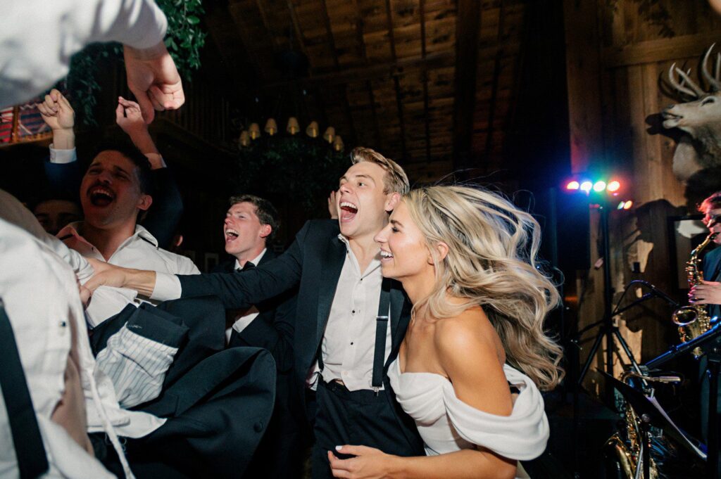 Wedding reception dancing at Saddleridge Lodge Beaver Creek. 
