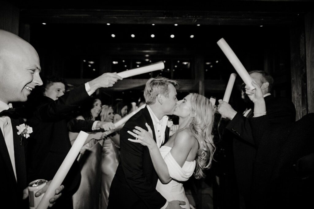 Wedding reception exit at Saddleridge Lodge Beaver Creek. 